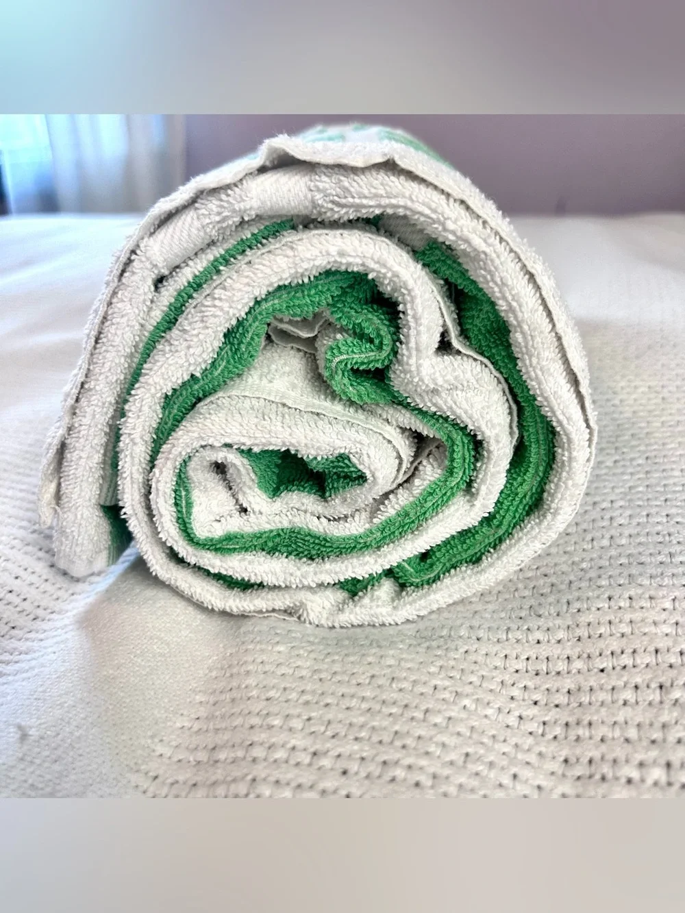 Ralph Lauren Home White Green Stripes Beach Towel